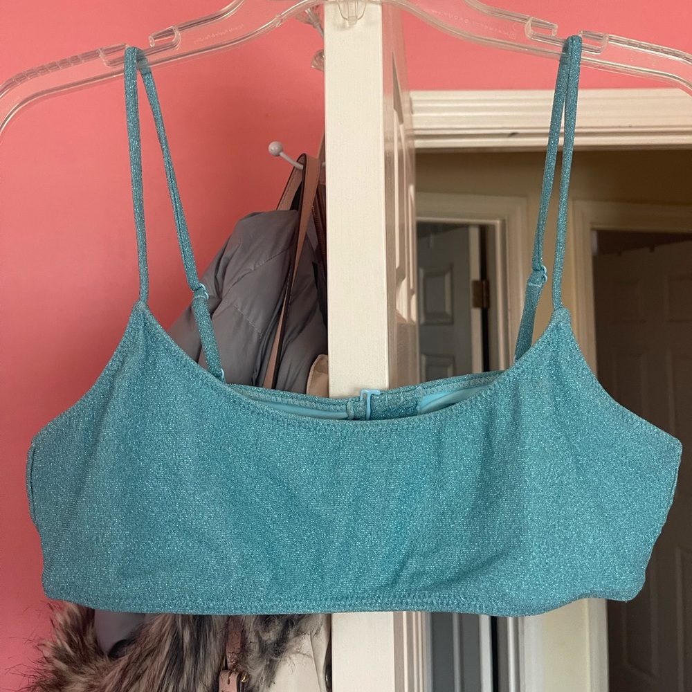 Blue glitter bikini top